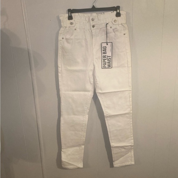 Vintage Almost Famous White Paper Bag Waist Jeans NWT size M - Picture 2 of 12